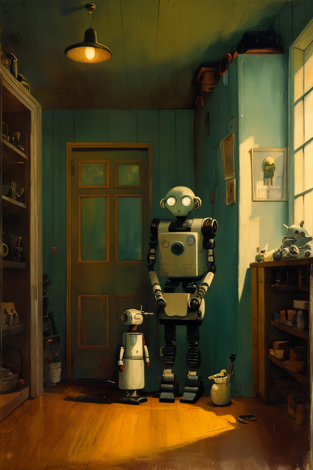 09523-2561039831-masterpiece,best quality,_lora_tbh161-_0.7_,illustration,style of  Shaun Tan, portrait of Housework robots.png